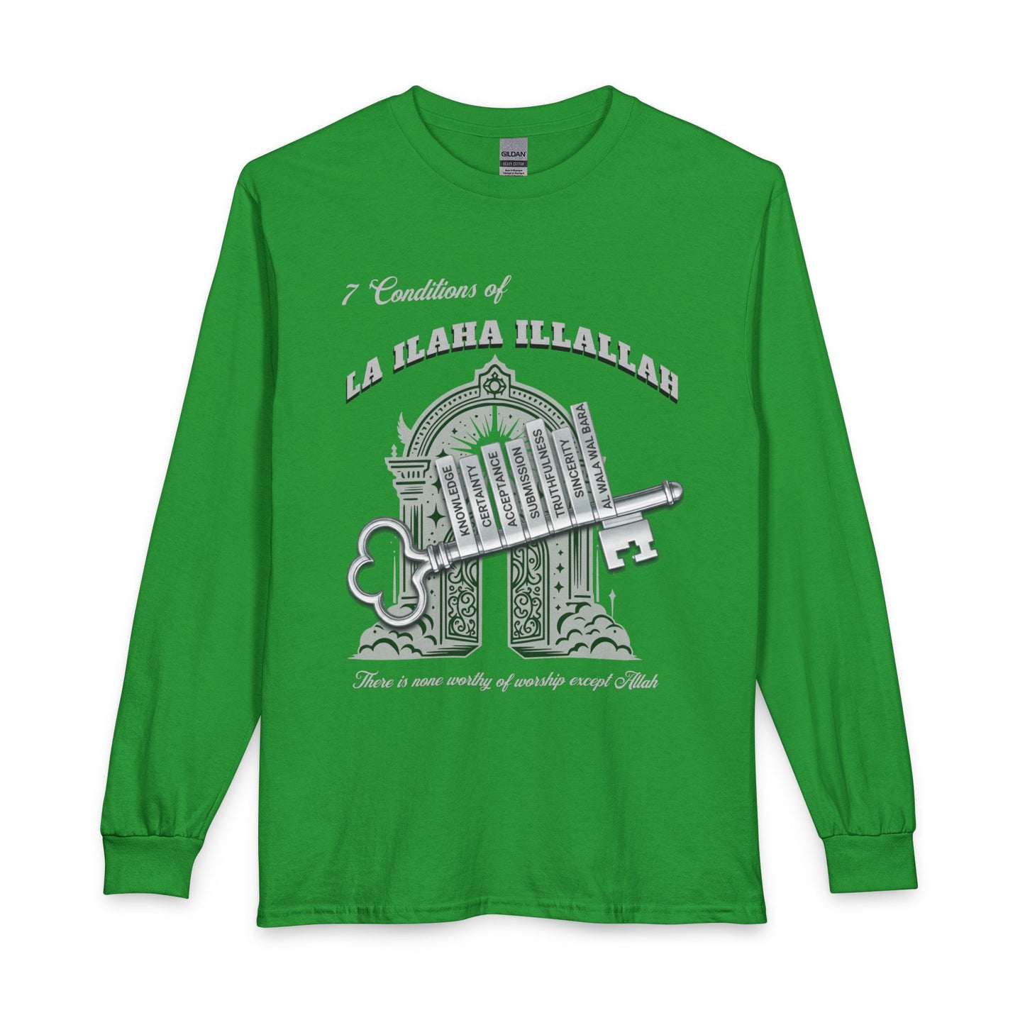 Long Sleeve T-Shirt — '7 Conditions of La Ilaha Illallah' Islamic Calligraphy Tee