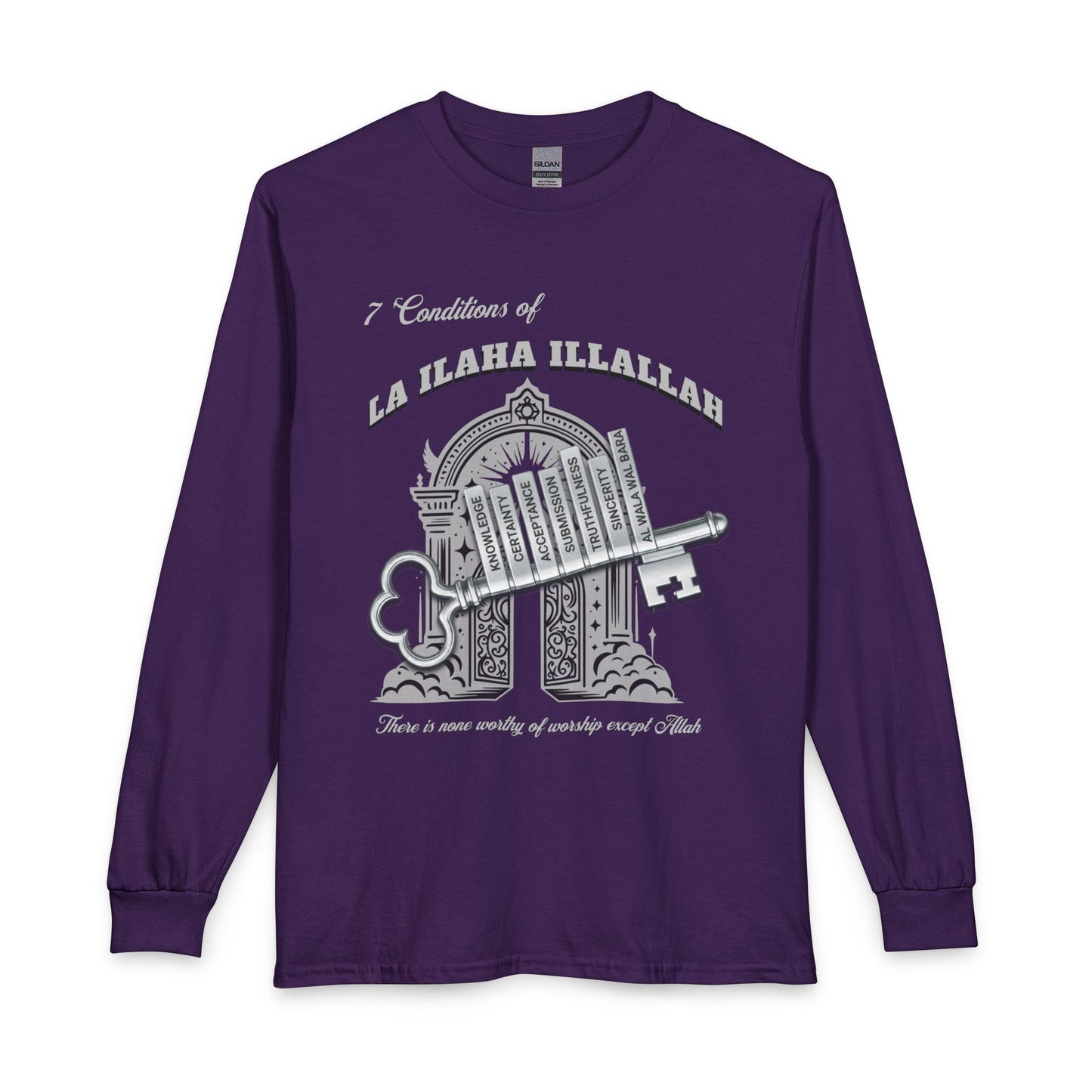 Long Sleeve T-Shirt — '7 Conditions of La Ilaha Illallah' Islamic Calligraphy Tee